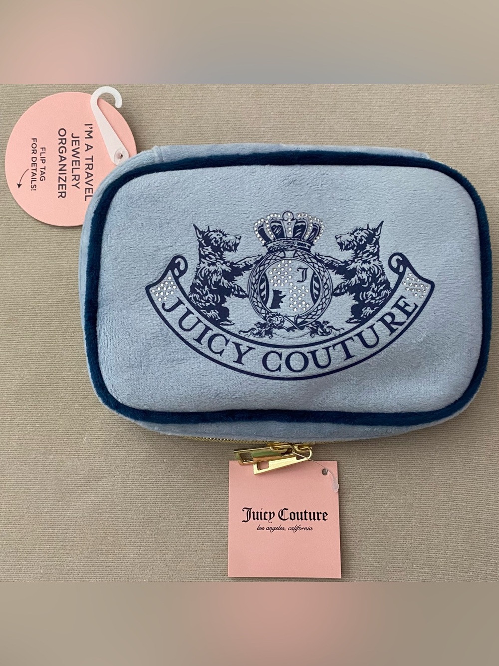 •NWT•Juicy Couture Velour Travel Jewelry Organizer with Embroidered Crest Logo